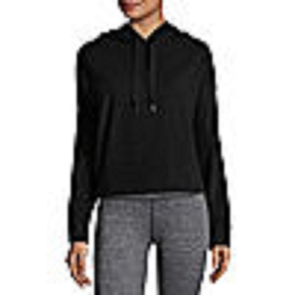 Xersion Brushed Fleece Cropped Hoodie-BLACK - Picture 1 of 1